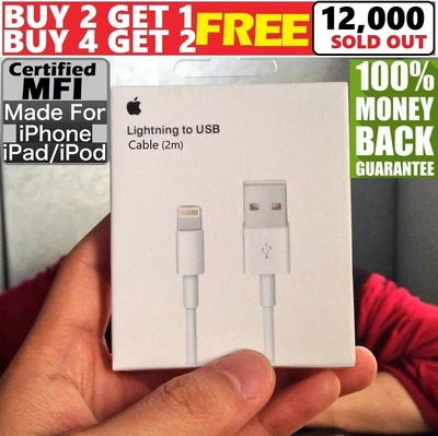 £3.98 • Buy Genuine IPhone Charger Fast For Apple Cable USB Lead 6 7 8 X XS XR 11 Pro Max UK