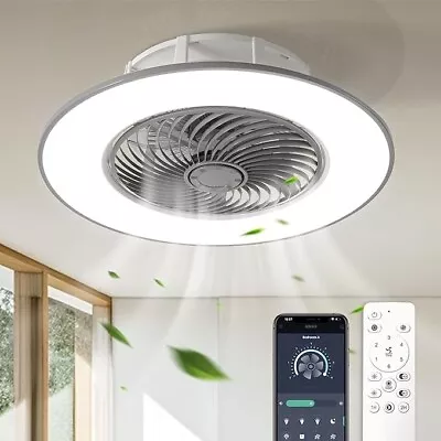 CHANFOK Low Peofile Ciling Fan With Lights - Modern Bladeless Ceiling Fan With R • $74.99
