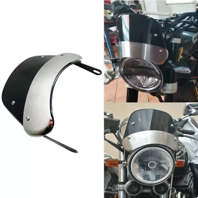 Black Retro Motorcycle Headlight Windshield Wind Deflector Windscreen Universal • $29.03