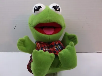 Vintage 1987 Baby Kermit The Frog Plush Stuffed Animal Red Flannel Plaid Vest • $12