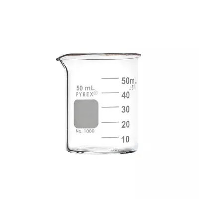 New 12pc PYREX CORNING Glass 50mL Graduated Low Form Griffin Beaker 1000-50 • $48