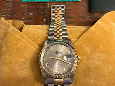 Rolex Datejust 36 Steel/Gold Silver Dial Automatic Bracelet Watch - 16233 • $6785