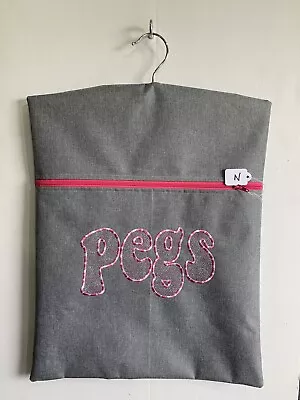 Hand Made Waterproof Peg/Hanging Storage Bag Zipped 12½x16  Lt Grey / Pegs N • £6.95