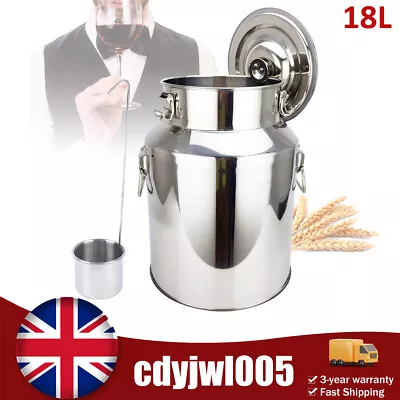 18l Stainless Steel Milk Churn Can Milk Jug Canister W/carry Handle & Sealed Lid • £55