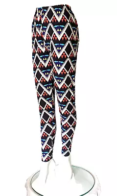 Plus Size Leggings XL-2X Polyester Spandex ALWAYS Multi-Color Tribal Print • $15.95