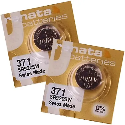 2 X Renata Premium 371 SR920SW Watch Batteries SR69 SB-AN 1.5V Silver Oxide • £3.19