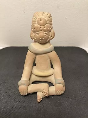 Aztec Mayan Mexico Folk Art Terra Cotta Clay Figure Statue 3.5” • $12.50