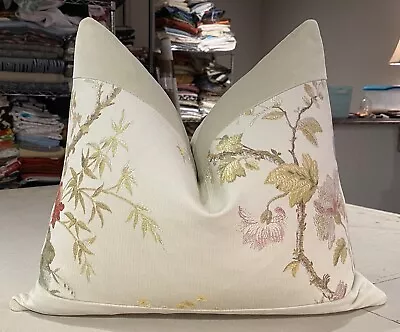 One Petite Scalamandre Colony Magnolia  Meissen  Italian Lampas Lumbar Pillow • $79.20