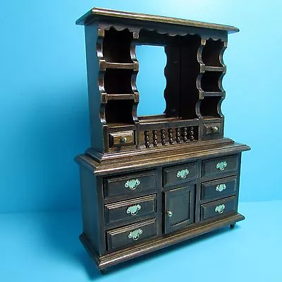 Dollhouse Miniature Wood Dresser With Hutch & Mirror In Walnut CLA10107 • $13.94