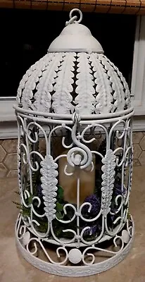 Vtg Metal Decorative Bird Cage Hinged Top 17  Tabletop Or Hang EUC • $15