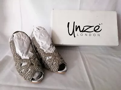 UNZE London - Silver Slingback Open-Toe Sandals 3  Heel Size UK 3 EU 36. • £24.99