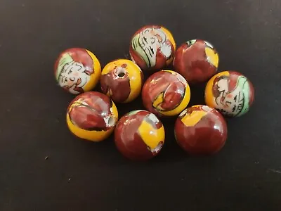 £2.90 • Buy Hand Painted Round Ceramic Beads With Faces X 10 Qty