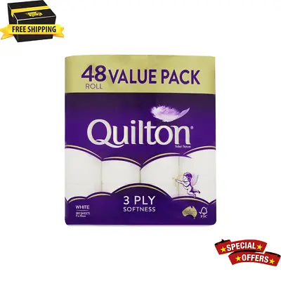 Quilton Toilet Paper Tissue Rolls 3-ply 180 Sheets - 48 Roll • $29.99