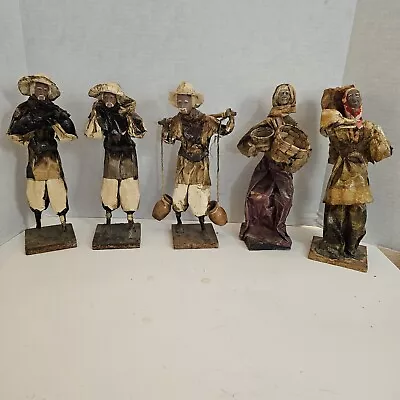 Set Of 5 Vintage Paper Mache Mexican Folk Art Figures See Pics • $49.99