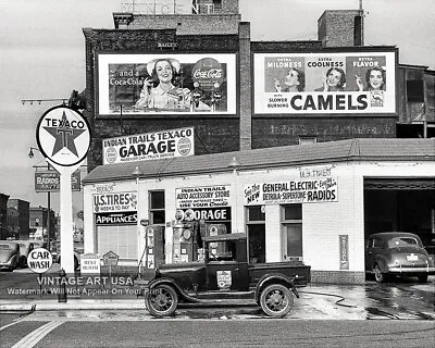$11.95 • Buy 1940 Texaco Gas Station Car Wash Photograph Coca-Cola Camels Service Garage