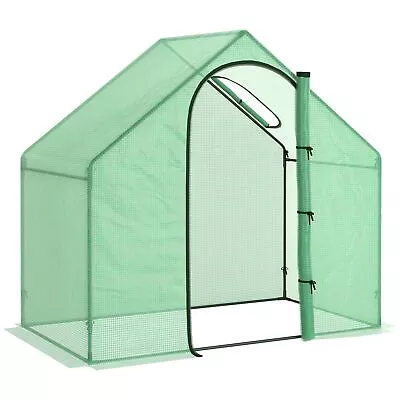 Outsunny Walk-In Portable Greenhouse Mini Grown House Steel Frame Window Green • £28.99