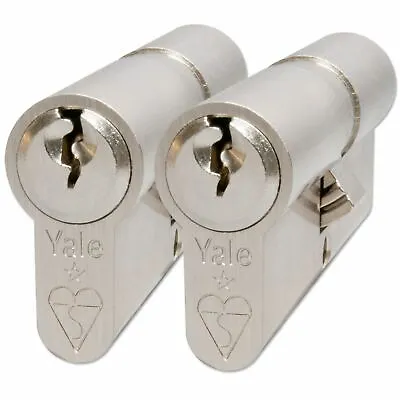 Door Cylinder Lock Keyed Alike YALE Pair UPVC Anti Bump Nickel 50/50 & 12 Keys • £76.44