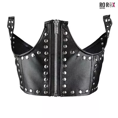 Ro Rox Underbust Belt Faux Leather Waspie Punk Wide Stud Zipper Corset Bustier • £8.50