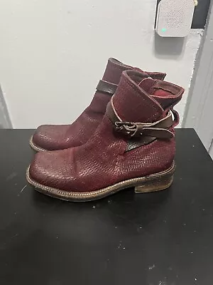 A.S.98 Leather Italian Biker Moto  Boots Sz 37 Maroon • $99.99