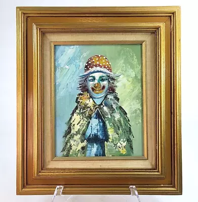 Vintage Clown Painting Original Signed By Milton Framed Midcentury 60's - 70's • $47.07