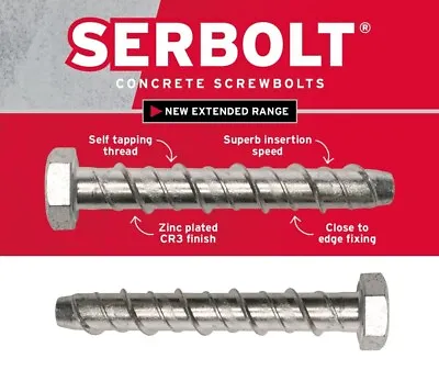 Concrete Screwbolts Masonry Anchor Bolts MultiFix Serbolts New Extended Range • £100.39