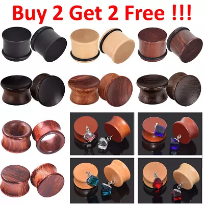 2pcs Wood Ear Plug Tunnel Earring Saddle Ear Guages Stretcher Expander Piercing • $7.99