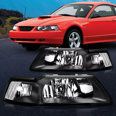 Black Housing For 1999 - 2002 2003 2004 Ford Mustang Models Headlights Assembly • $57.99