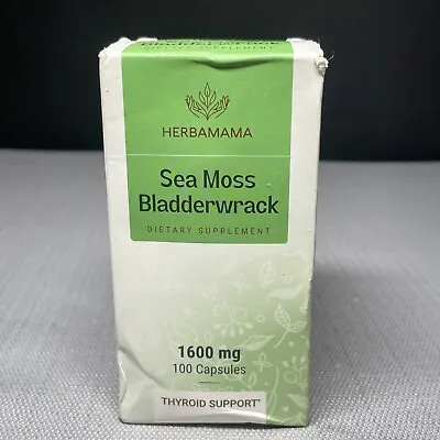 HERBAMAMA Sea Moss Bladderwack 1600 Mg 100 Capsules Thyroid Support 10/2023 • $10.99