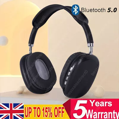 Wireless Bluetooth Headphones With Noise Cancelling Over-Ear Earphones Headset • £8.99