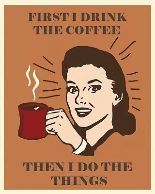 Coffee Woman Retro Advert Poster Art Wall Print Deco • £3.45