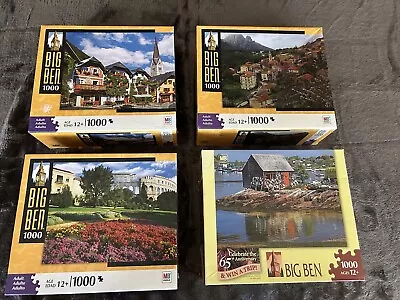 Big Ben 1000 Piece Jigsaw Puzzle Lot Of 4 European Towns & Port Complete • $10