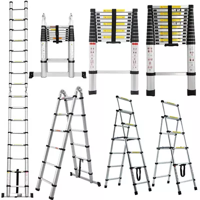 Telescoping Ladder 12ft-20ft Folding Ladder Aluminum Extension Ladders /+ Hooks • $43.48