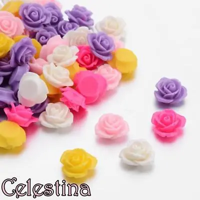 20 Flower Cabochons Flatback Resin MIXED COLOURS Decoden Kawaii 15x7mm • £1.74