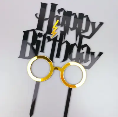Happy Birthday Harry Potter Theme Glasses Acrylic Party Cake Topper Dessert Deco • $9.99