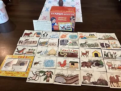 Vintage 1964 Playskool Match-Ups ANIMAL HOMES Puzzle Card Game Toys Complete • $23