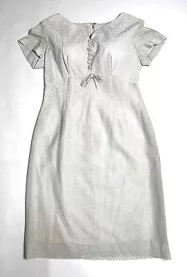 VTG 50s DAUPHINE L'AIGLON Silver White Lurex Medium Bridal Dress 1950s Vintage • $198