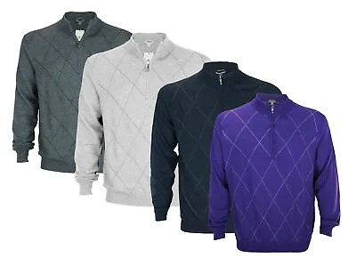 Ashworth Men's Diamond Merino Wool Half Zip Pullover Golf Sweater Many Colors • $30