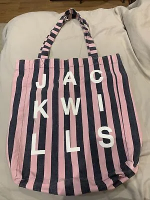 £4 • Buy JACK WILLS Blue & Pink Stripe 100% Cotton Tote Bag