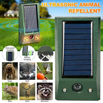 Solar Ultrasonic Garden Deterrent Repeller Animal Bird Cat Scarer Pest Fox Dog • $17.99