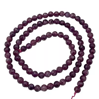 Madagascar Lepidolite Round Stone Bead Strand | 4mm | Purple Lilac| 93 Bead(s) | • $22.99