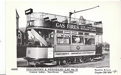 Tram Postcard - Portsdown & Horndean Car No.13 - Canoe Lake - Southsea  V2234 • £2.39