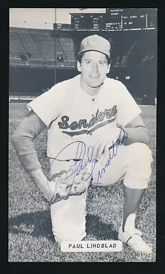 1971 J.D. McCarthy Postcard -PAUL LINDBLAD (Senators) *Autographed* D.2006 • $15.99