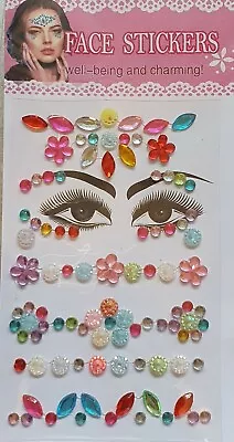 Unisex Face Gems Multi Coloured Stickers Make Up Body Jewels Festival UK Seller • £1.95