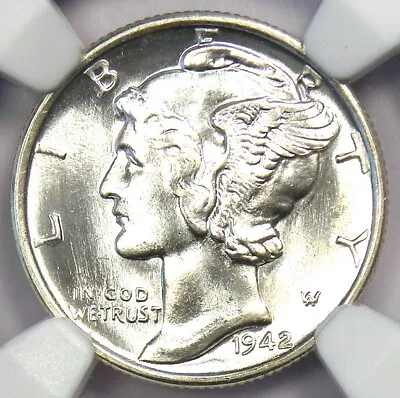 1942-S Mercury Dime 10C Coin - Certified NGC MS68 FB - RARE MS68 - $9750 Value! • $3785.75