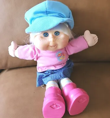 2011 Jakk Cabbage Patch Kid Doll Blonde Hair Blue Eyes Corduroy Hat Freckles 14  • $36.99