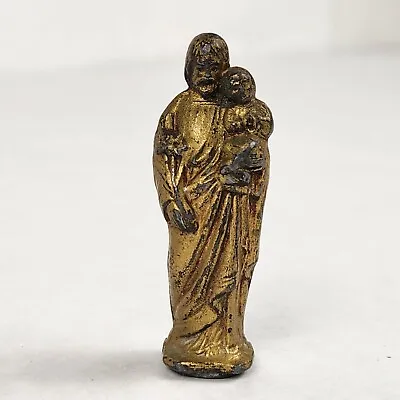 Vintage Saint Joseph Pocket Saint Statue Metal Figure 2 Inch Religious Miniature • $15.33