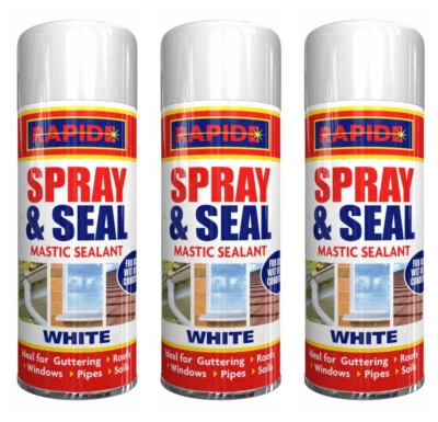 £10.15 • Buy 3x WHITE Mastic Sealant Leak Stop Spray Seal Fix Guttering Roof Pipe Window 300m