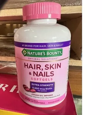 Nature's Bounty Hair Skin & Nails 250 Soft Gels Extra Strength 5000 Mcg Biotin • $20.99