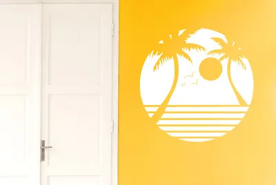 Palm Trees With Sunset Wall Stickers Vinyl Art Decals • $35.35
