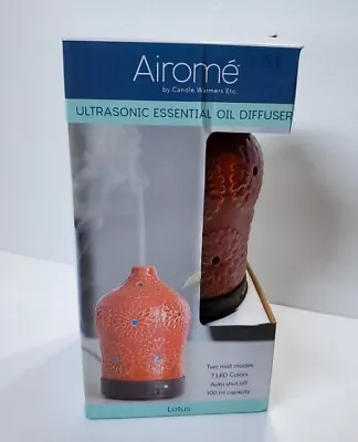 Lotus AIROME Ultrasonic Essential Oil Diffuser Orange Brown 7 LED Colors AutoOff • $16